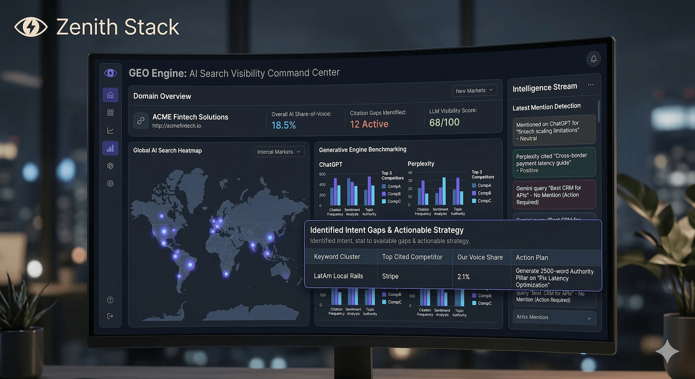 Zenith GEO Engine Dashboard